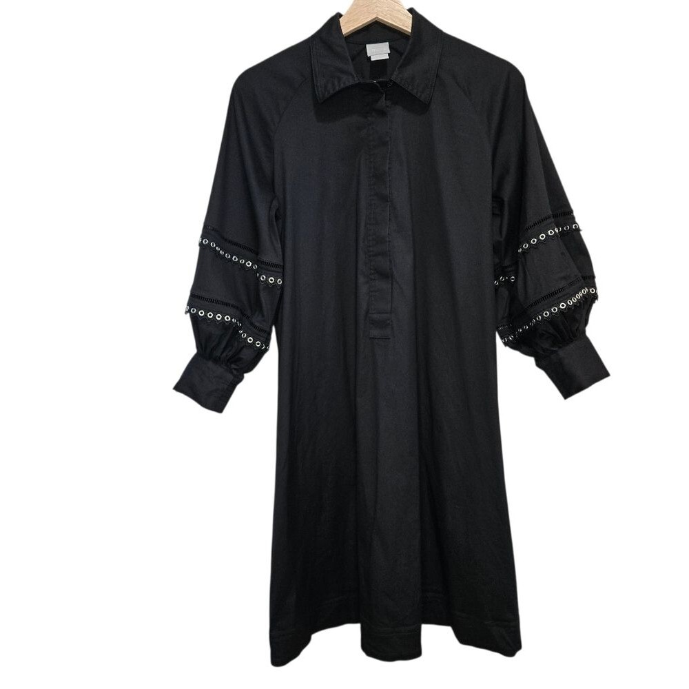 Chico's Black Long Sleeve Dress with Eyelet Detail